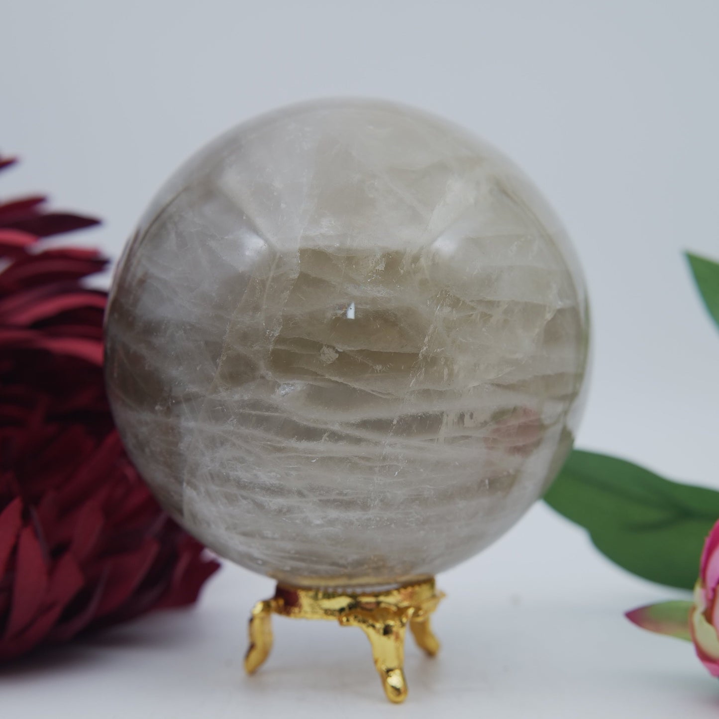 Polished Smokey Quartz Sphere 1184G Copy featuring natural patterning and unique variations - Positive Faith Hope Love