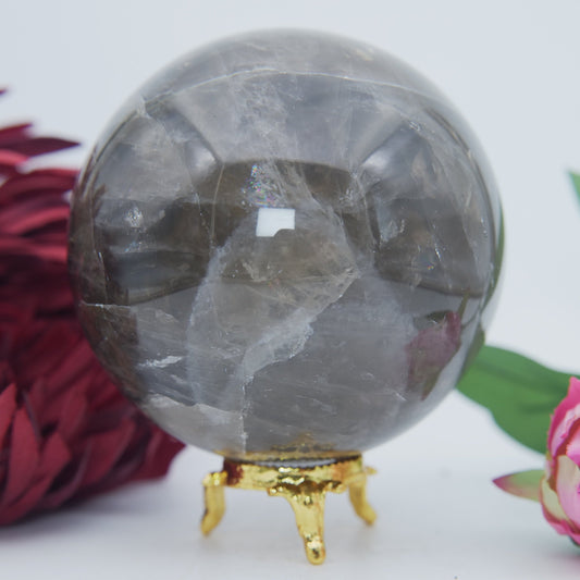 Polished Smokey Quartz Sphere 1184g featuring natural patterning and unique variations - Positive Faith Hope Love