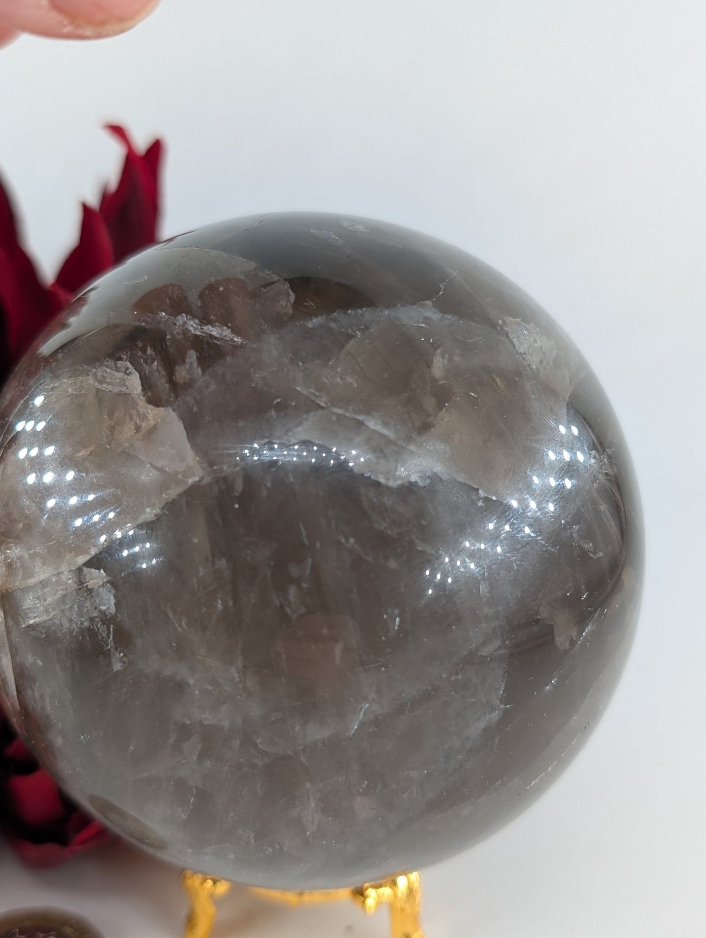 Smokey Quartz Sphere 1184g - Positive Faith Hope Love