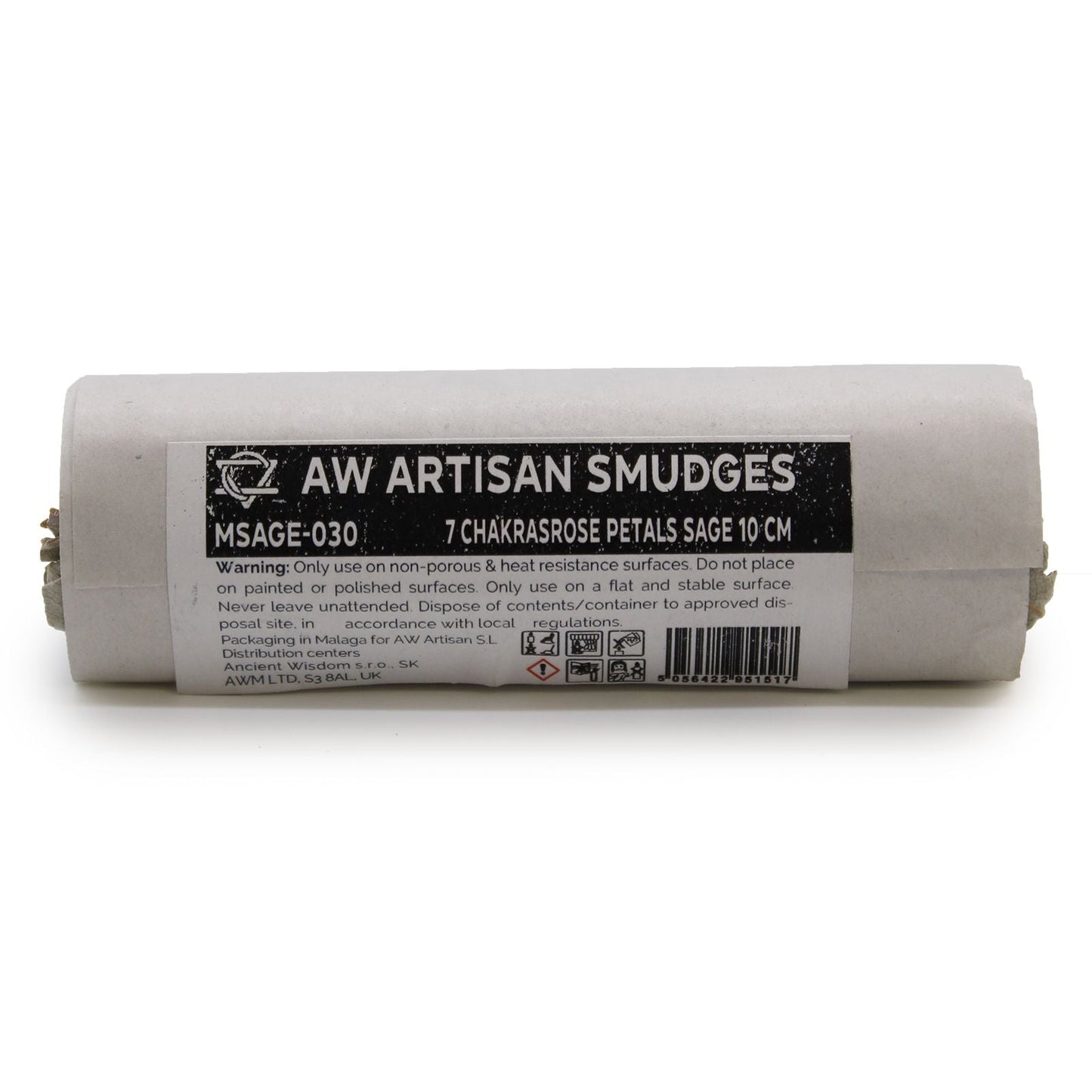 Polished Smudge Stick 7 Chakras Rose Petals Sage 10 Cm Chakra featuring natural patterning and unique variations - Positive Faith Hope Love