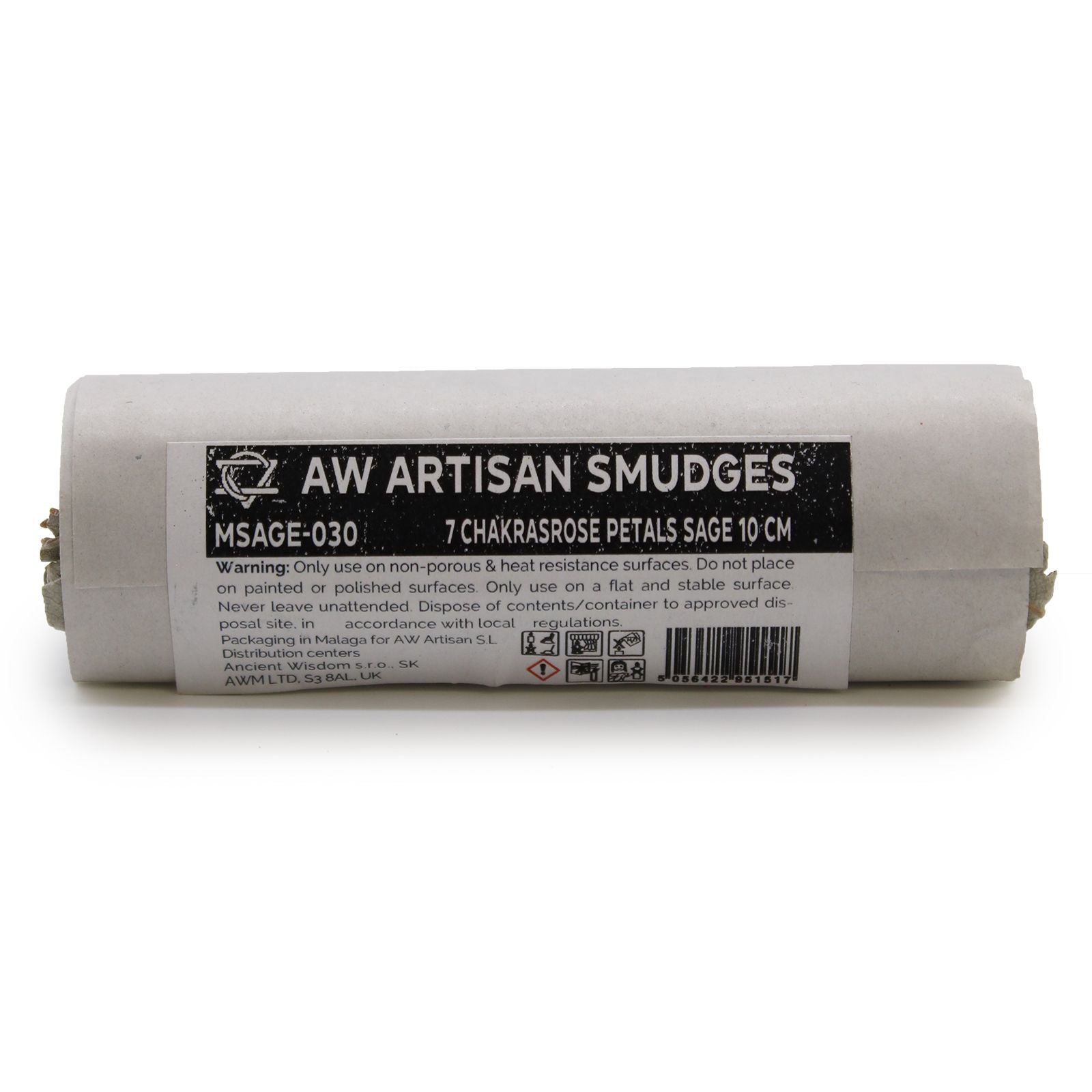 Polished Smudge Stick 7 Chakras Rose Petals Sage 10 Cm Chakra featuring natural patterning and unique variations - Positive Faith Hope Love