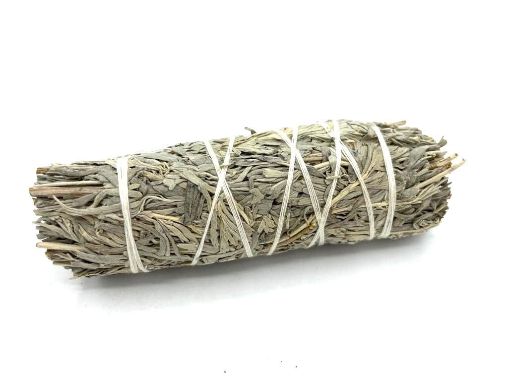 Polished Smudge Stick - Blue Sage 10 cm featuring natural patterning and unique variations - Positive Faith Hope Love