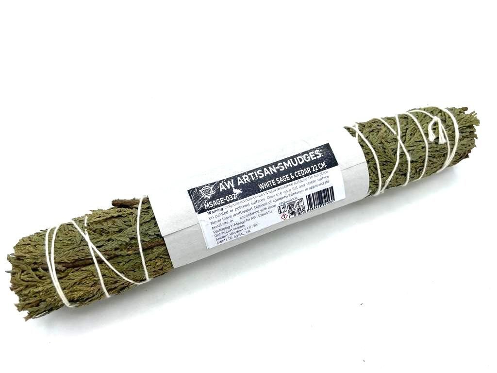 Polished Smudge Stick White Sage Cedar 22 Cm featuring natural patterning and unique variations - Positive Faith Hope Love