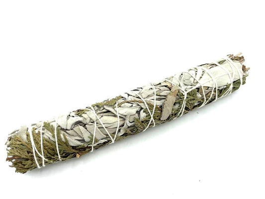 Polished Smudge Stick - White Sage & Cedar 22 cm featuring natural patterning and unique variations - Positive Faith Hope Love