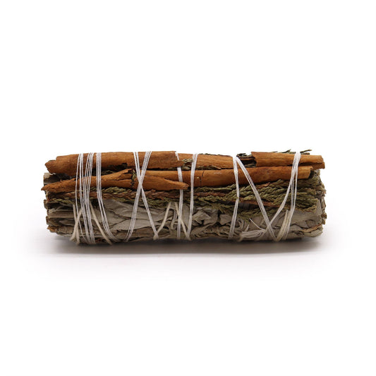 Polished Smudge Stick - White Sage, Cedar and Cinnamon featuring natural patterning and unique variations - Positive Faith Hope Love
