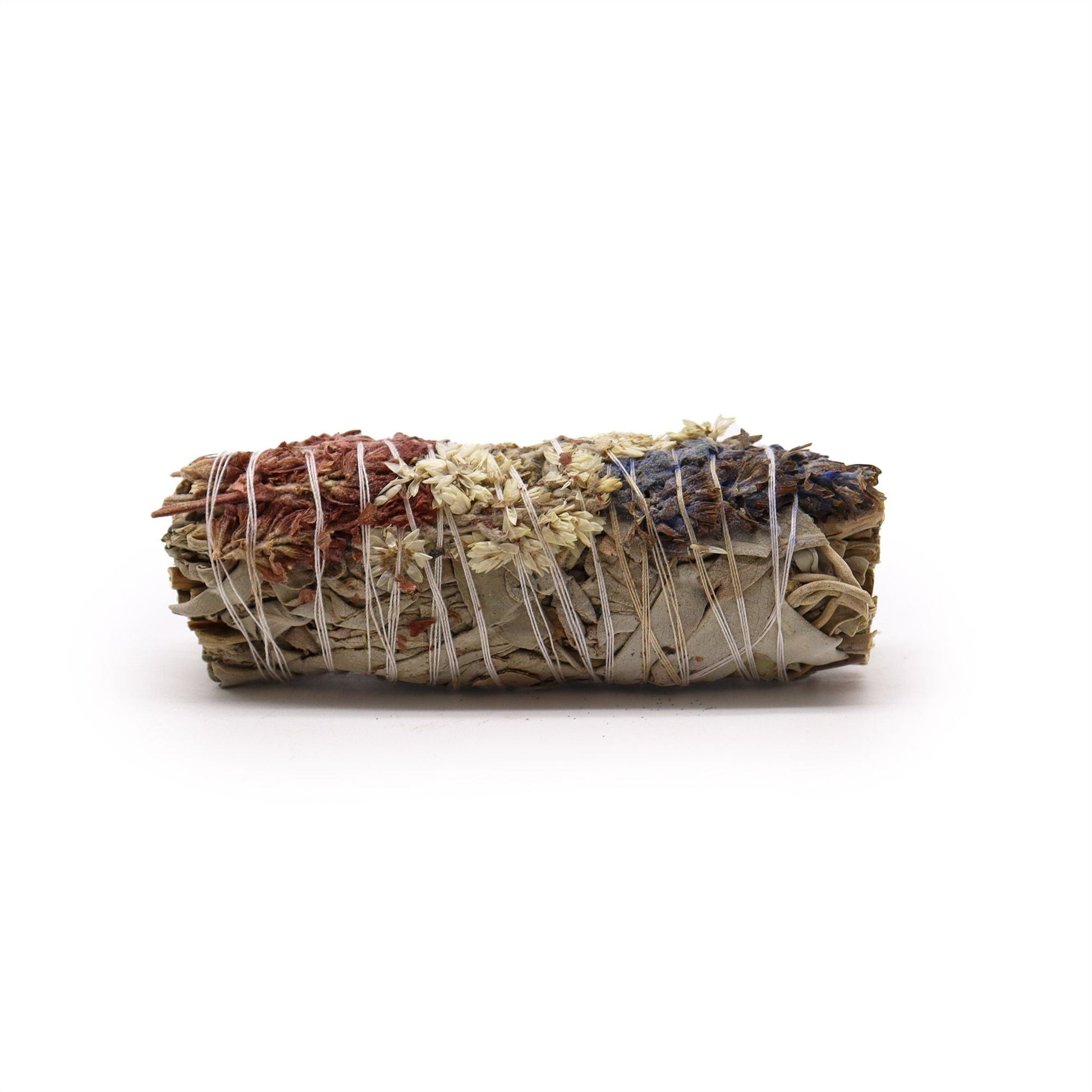 Polished Smudge Stick - White Sage, Lavender and Mullein featuring natural patterning and unique variations - Positive Faith Hope Love