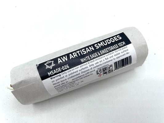 Polished Smudge Stick White Sage Sweetgrass 10Cm featuring natural patterning and unique variations - Positive Faith Hope Love