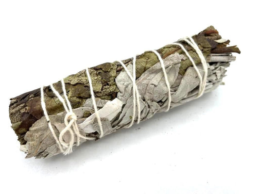Polished Smudge Stick - White Sage & Yerba Santa 10cm featuring natural patterning and unique variations - Positive Faith Hope Love