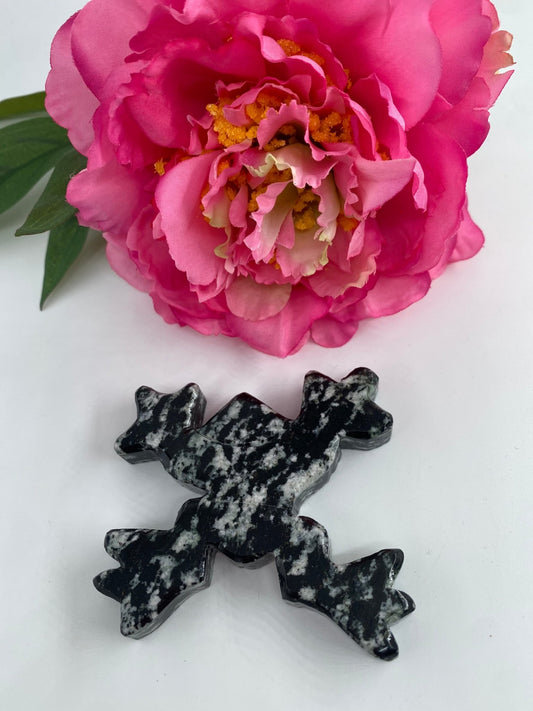 Snowflake Obsidian Frog - Positive Faith Hope Love