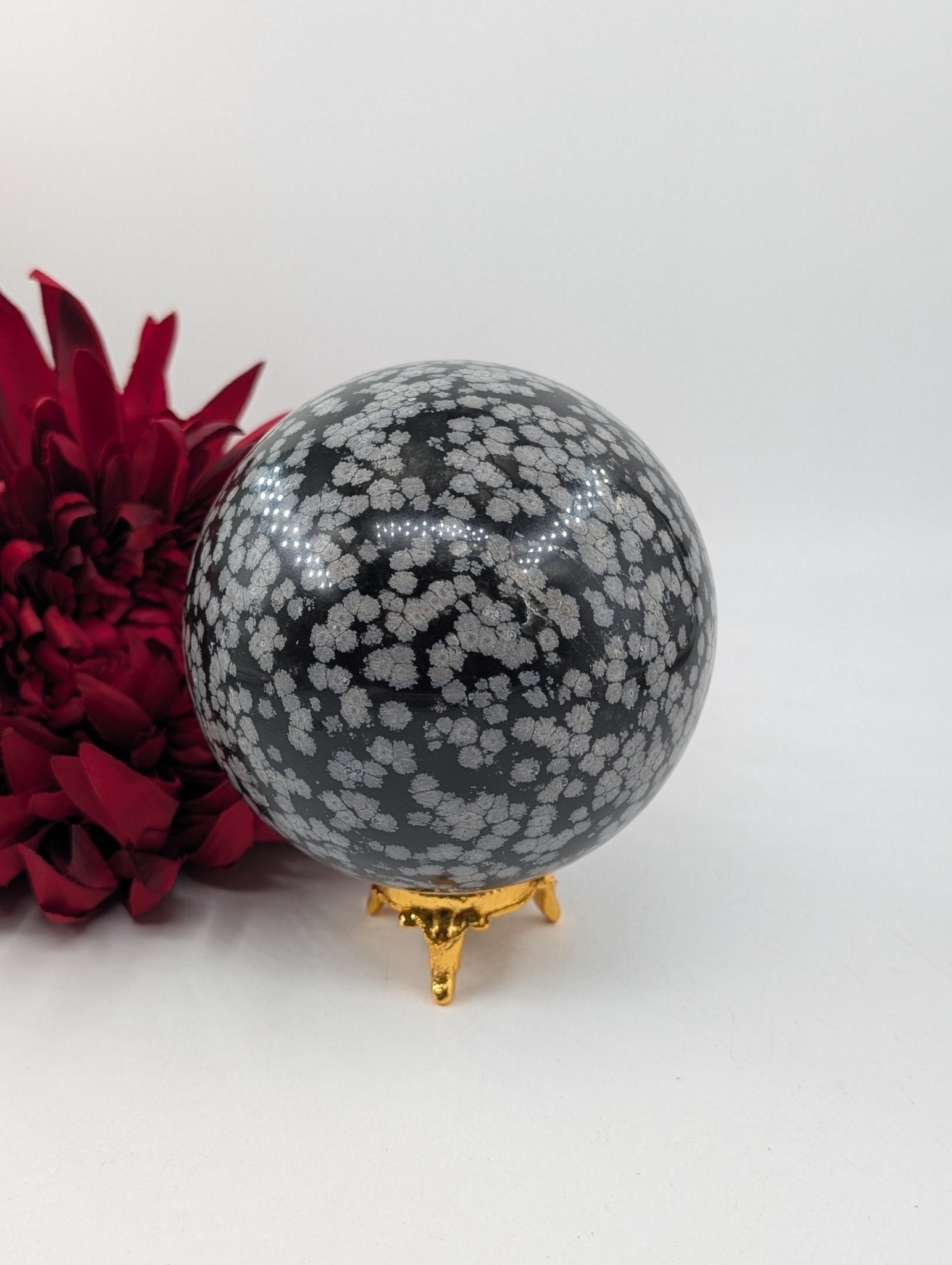 Snowflake Obsidian Sphere 1192g - Positive Faith Hope Love