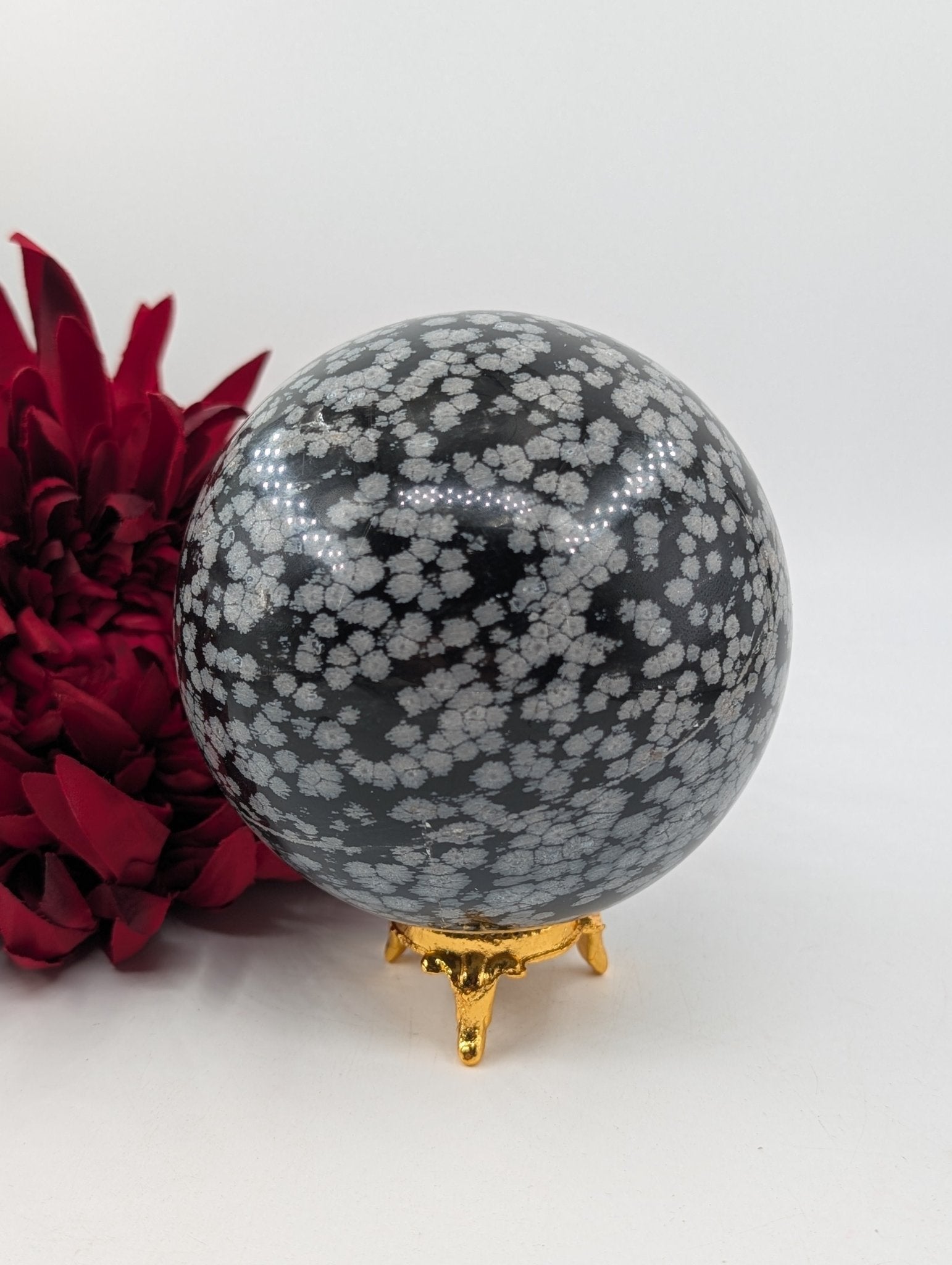 Snowflake Obsidian Sphere 1192g - Positive Faith Hope Love