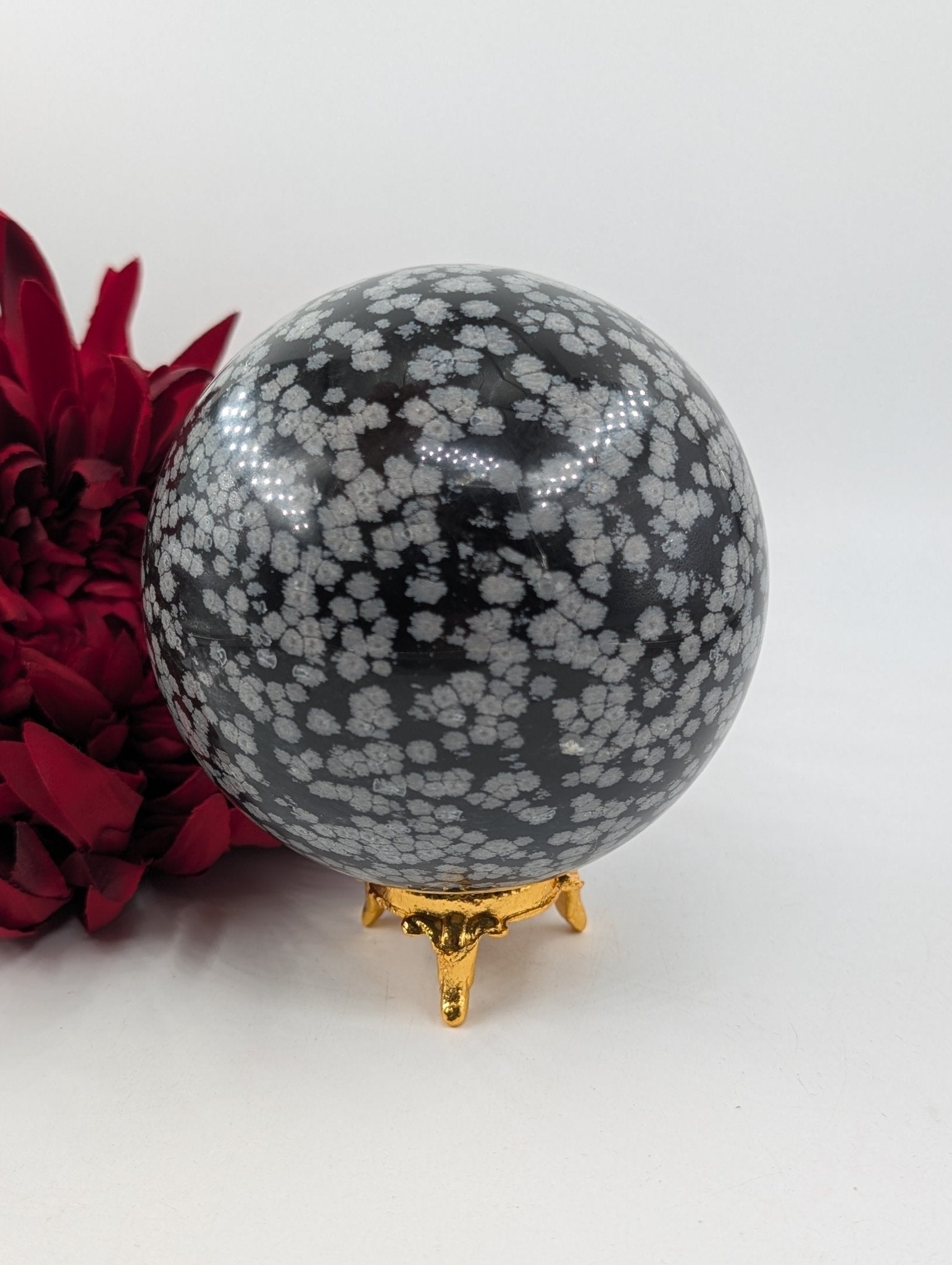 Snowflake Obsidian Sphere 1192g - Positive Faith Hope Love