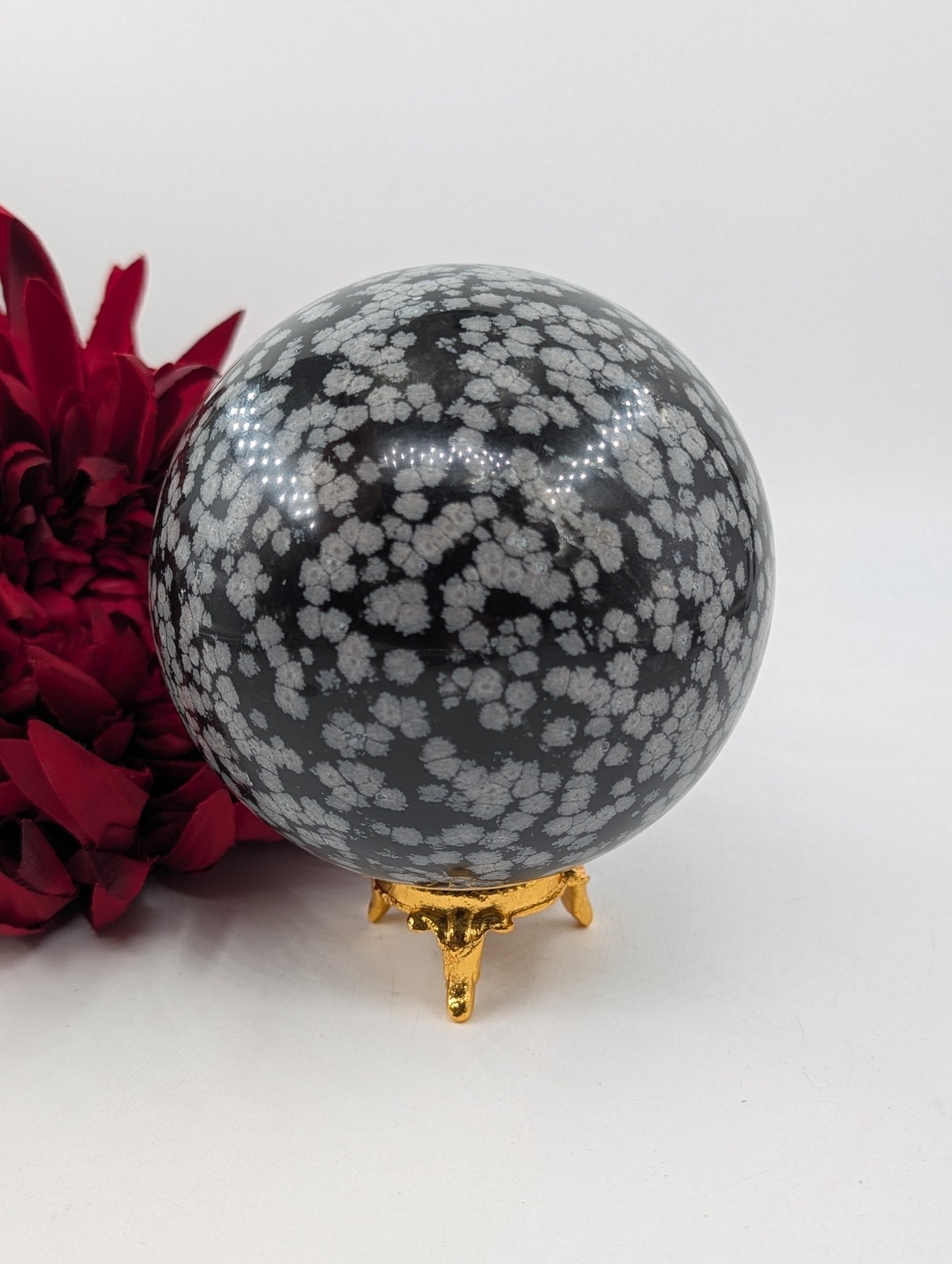 Snowflake Obsidian Sphere 1192g - Positive Faith Hope Love