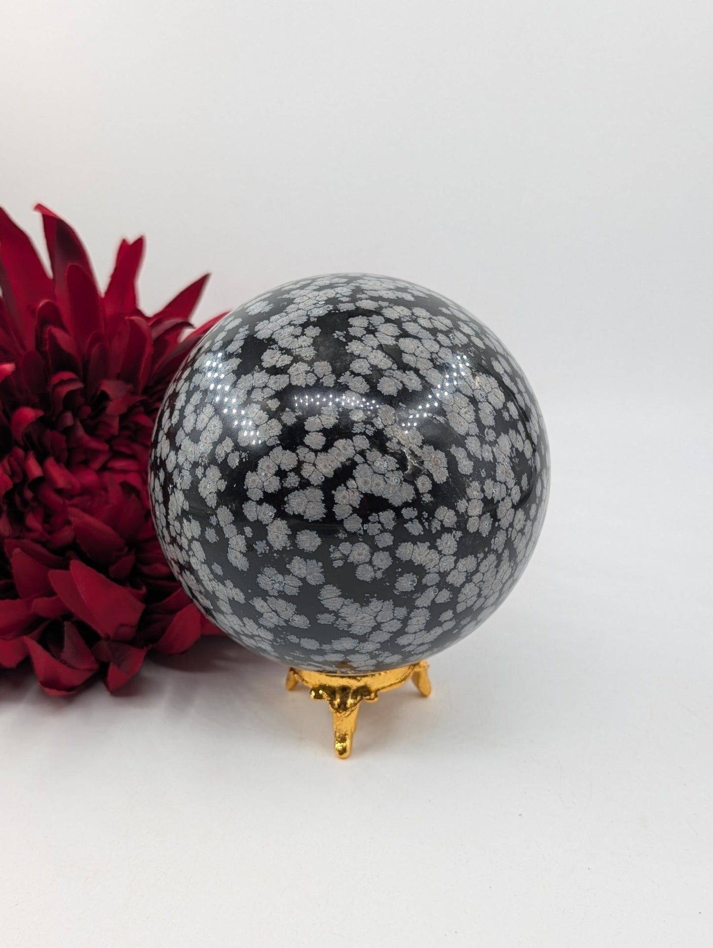 Snowflake Obsidian Sphere 1192g - Positive Faith Hope Love