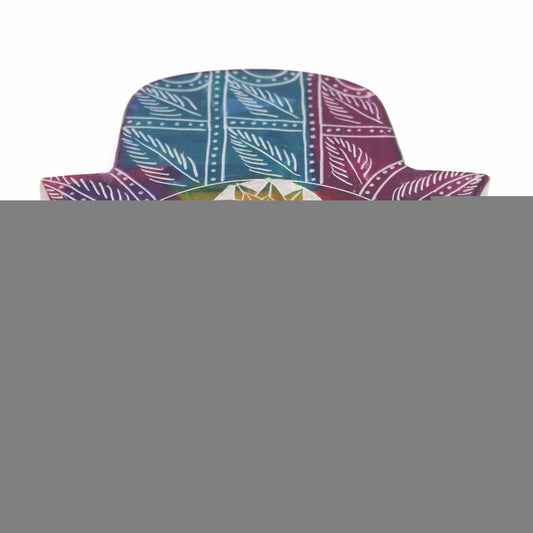 Polished Soapstone Lrg Hamsa Incense Holder - 7 Chakra featuring natural patterning and unique variations - Positive Faith Hope Love