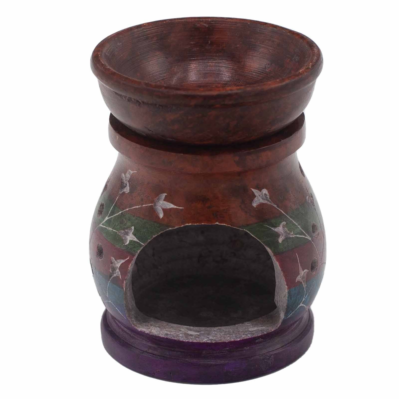 Polished Soapstone Oil Burner 10Cm Hamsa Five Colours featuring natural patterning and unique variations - Positive Faith Hope Love