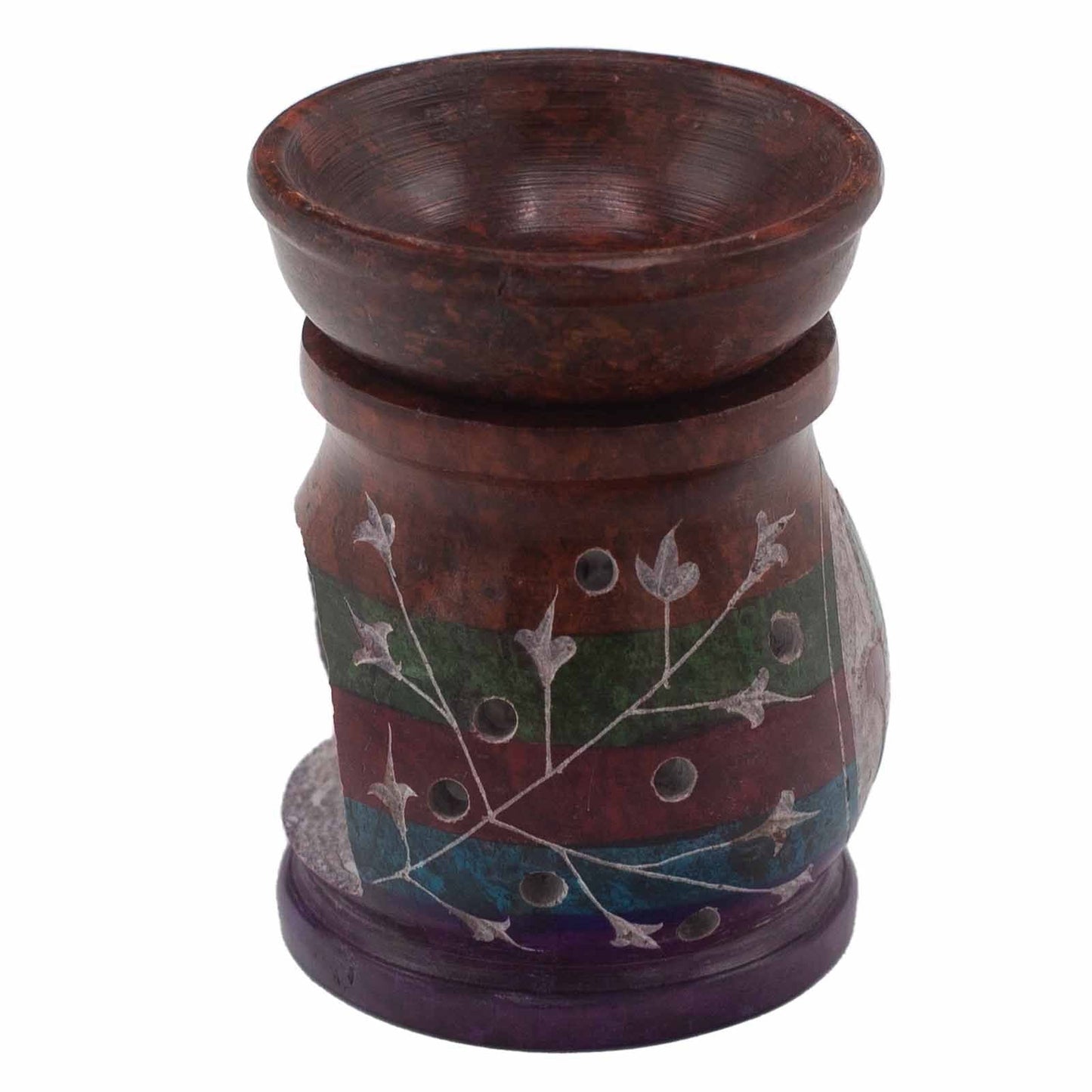 Polished Soapstone Oil Burner 10Cm Hamsa Five Colours featuring natural patterning and unique variations - Positive Faith Hope Love