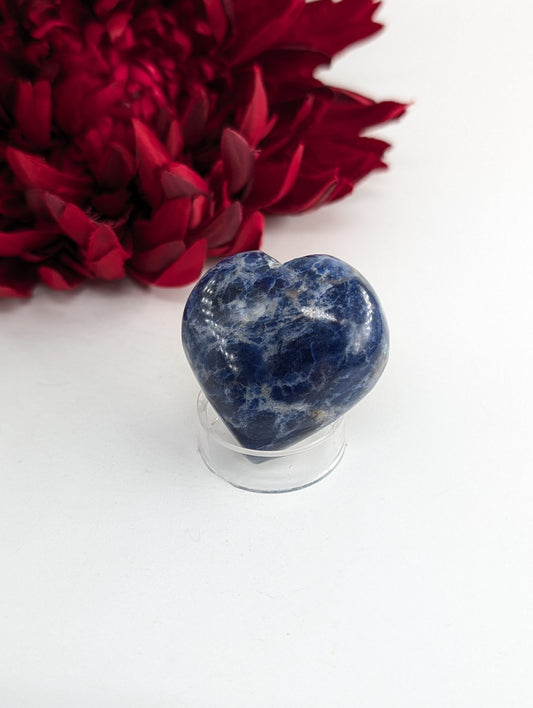 Sodalite Heart Palm Stone 50mm - Positive Faith Hope Love