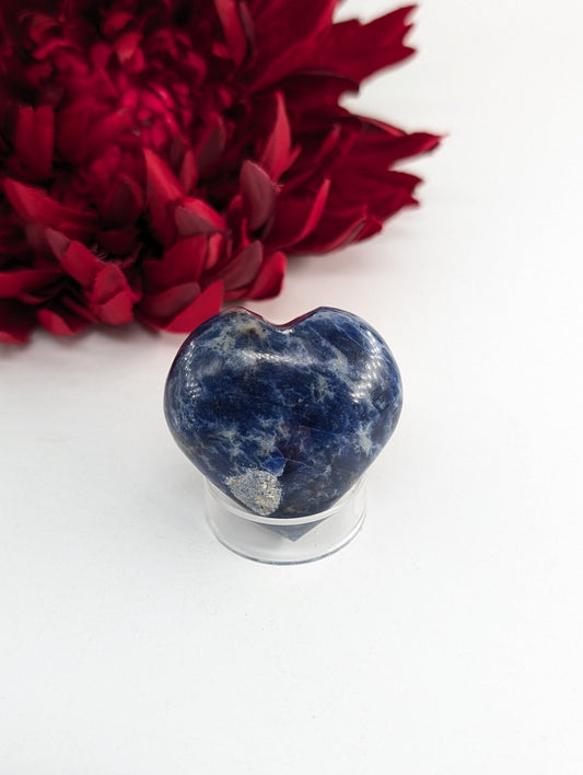 Sodalite Heart Palm Stone 50mm - Positive Faith Hope Love