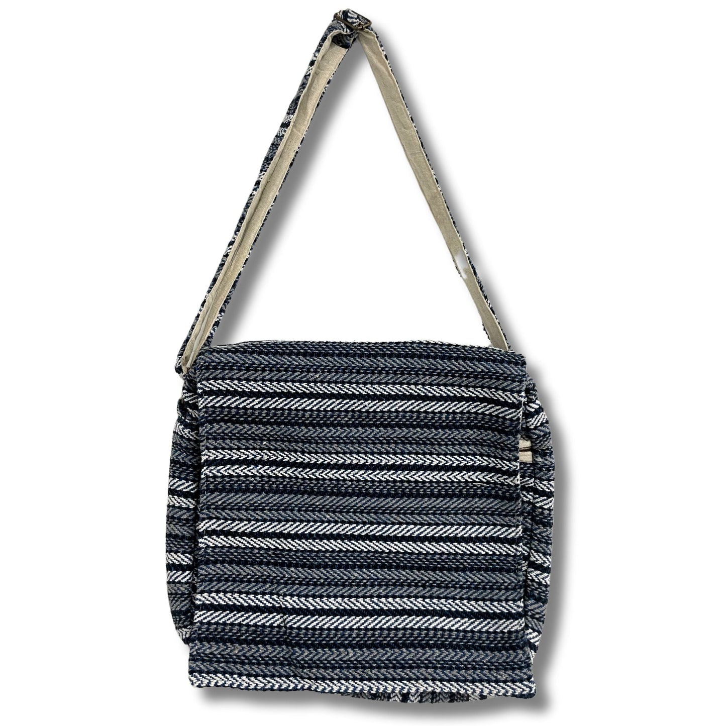 Polished Soft Banjar Laptop Bag - Blue Strips featuring natural patterning and unique variations - Positive Faith Hope Love