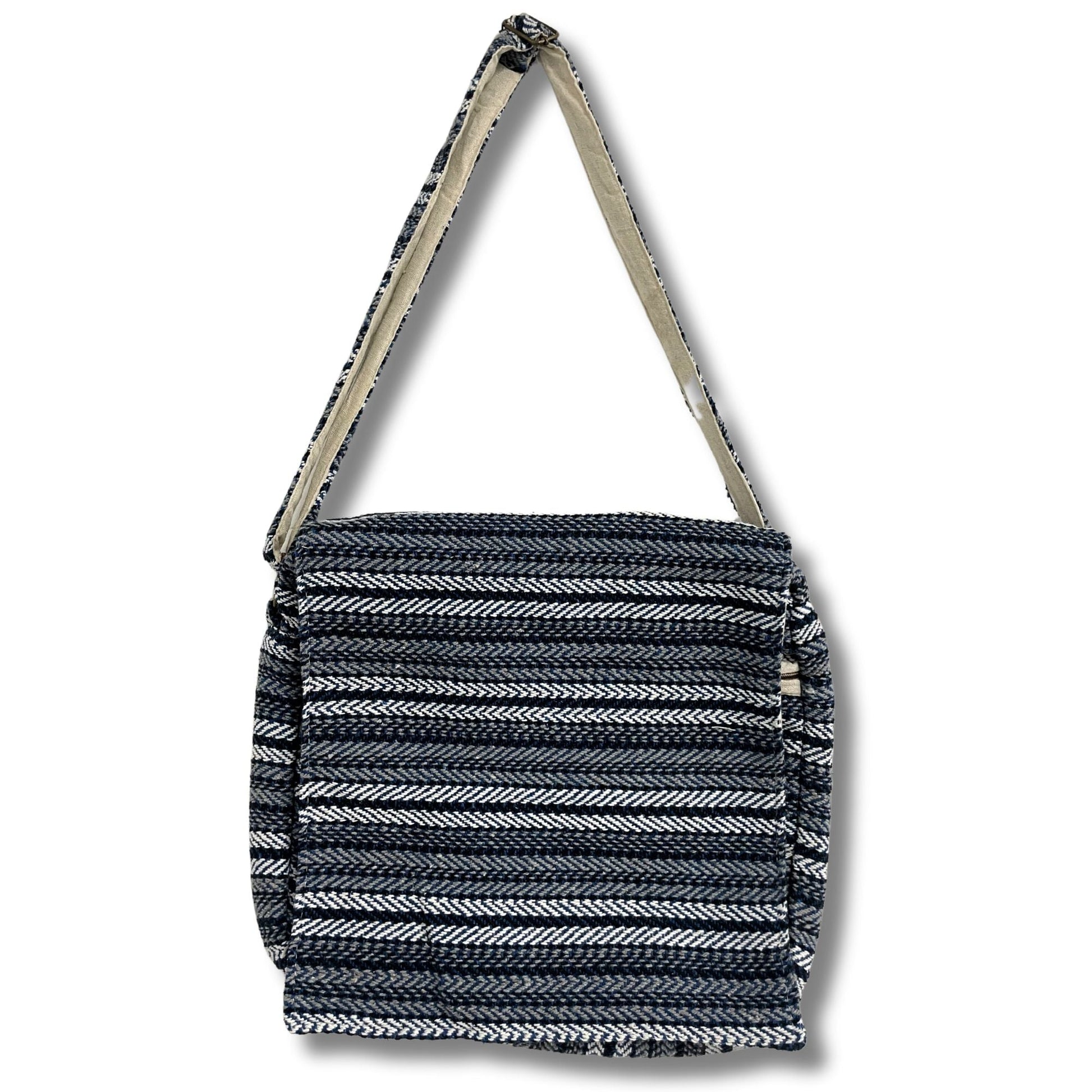 Polished Soft Banjar Laptop Bag - Blue Strips featuring natural patterning and unique variations - Positive Faith Hope Love