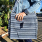 Polished Soft Banjar Laptop Bag Blue Strips 1 featuring natural patterning and unique variations - Positive Faith Hope Love
