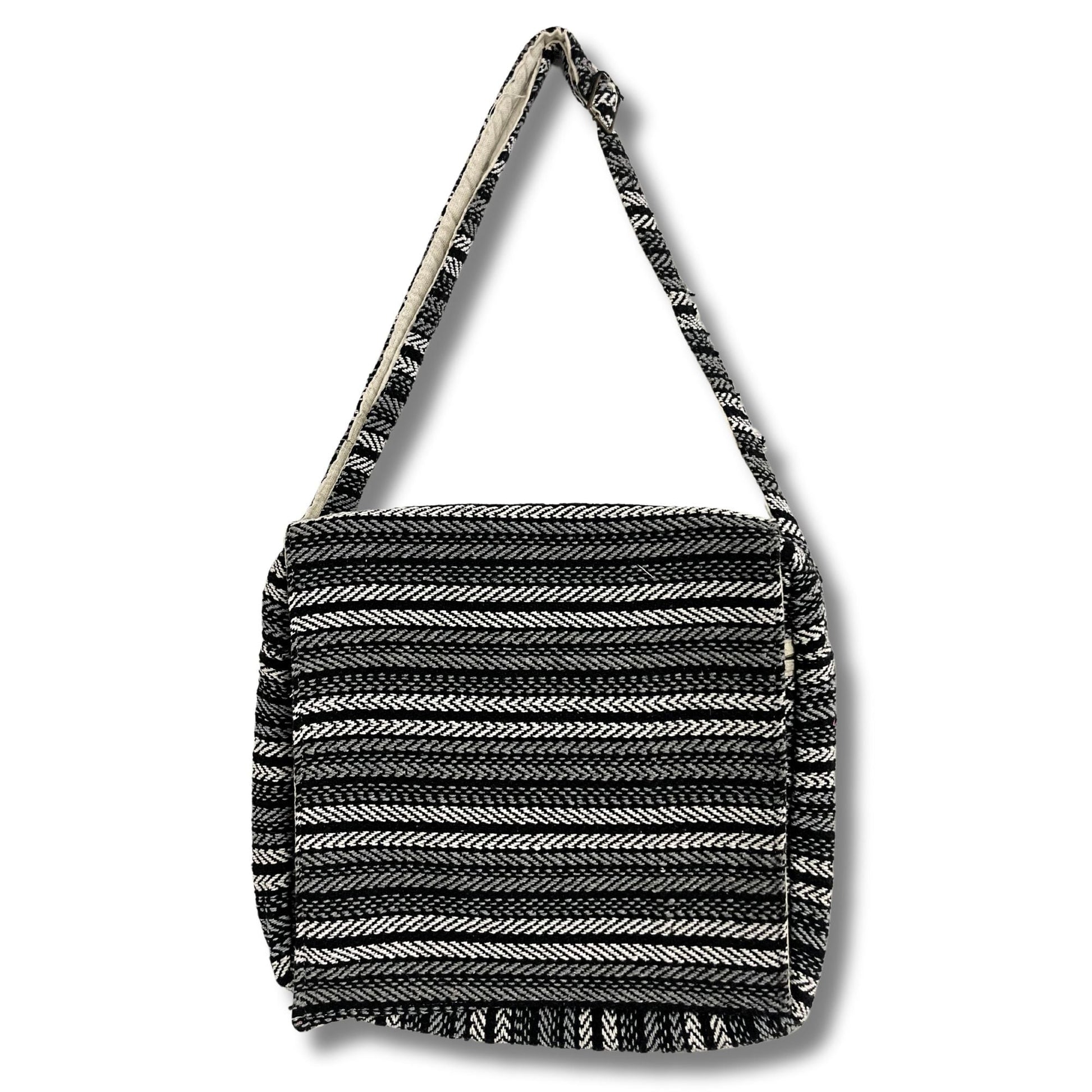 Polished Soft Banjar Laptop Bag - Grey Strips featuring natural patterning and unique variations - Positive Faith Hope Love
