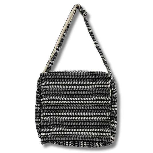 Polished Soft Banjar Laptop Bag - Grey Strips featuring natural patterning and unique variations - Positive Faith Hope Love