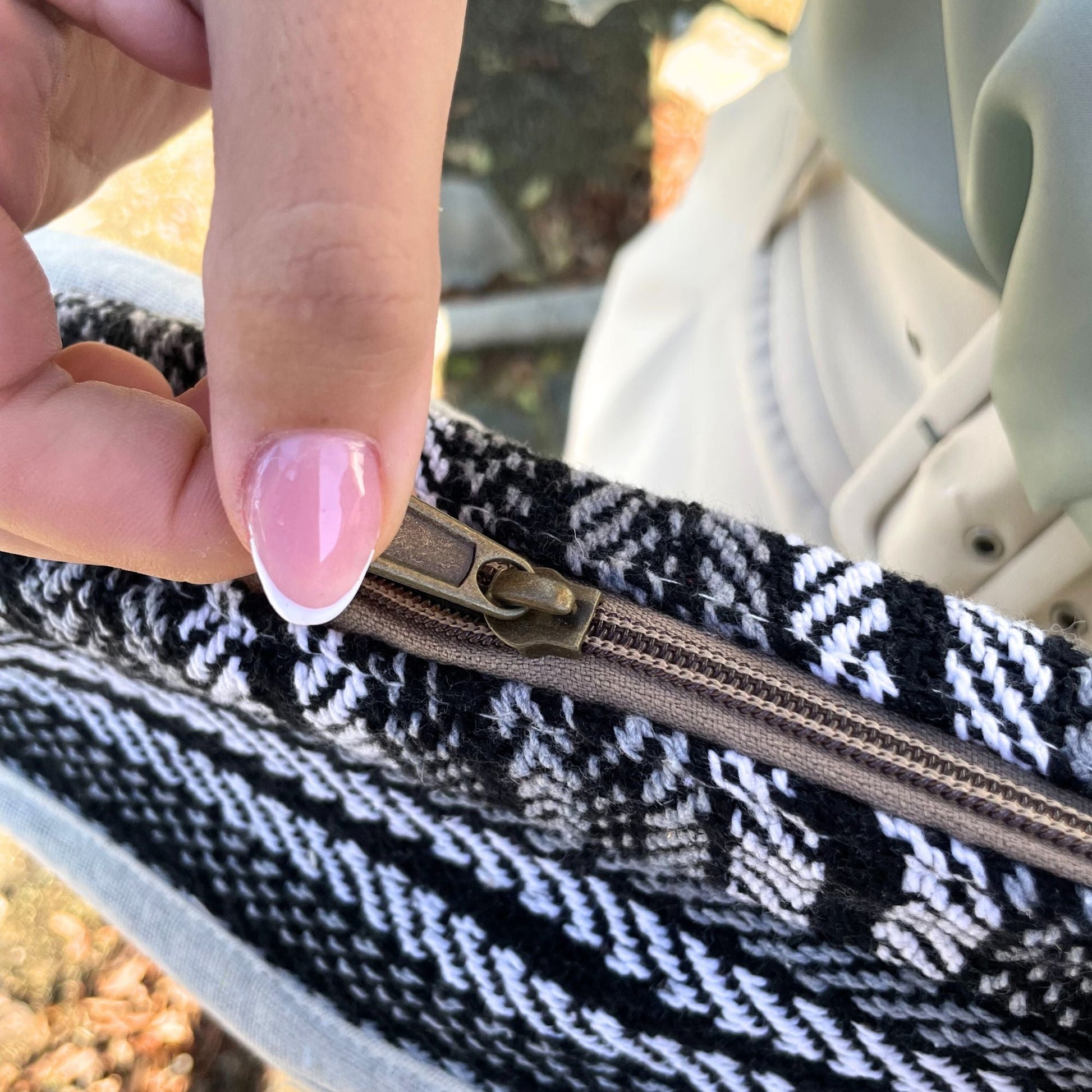 Polished Soft Banjar Laptop Bag Grey Strips featuring natural patterning and unique variations - Positive Faith Hope Love