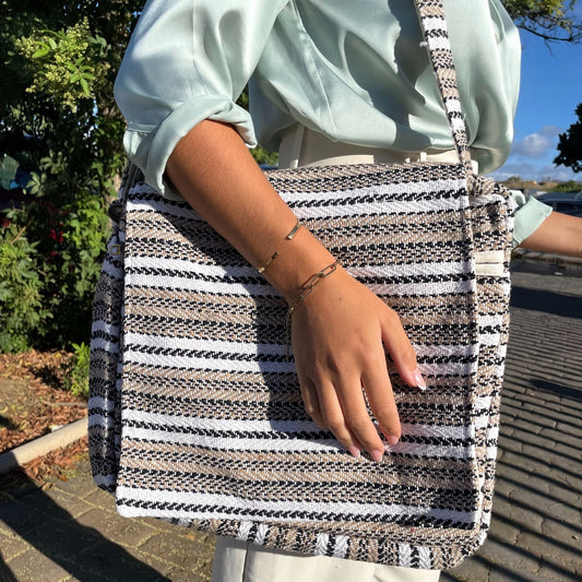 Polished Soft Banjar Laptop Bag Soft Cream Grey featuring natural patterning and unique variations - Positive Faith Hope Love