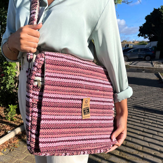 Polished Soft Banjar Laptop Bag Soft Pink 1 featuring natural patterning and unique variations - Positive Faith Hope Love