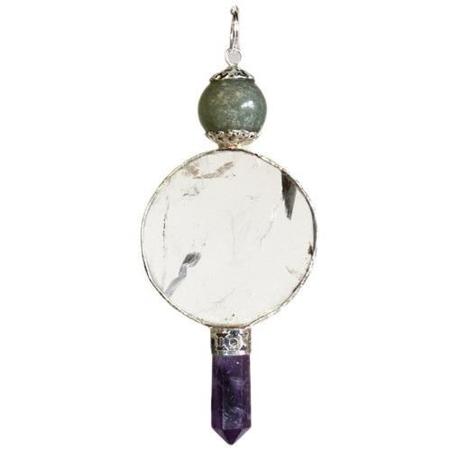 Polished Sphere Big Circle Point Pendulum featuring natural patterning and unique variations - Positive Faith Hope Love