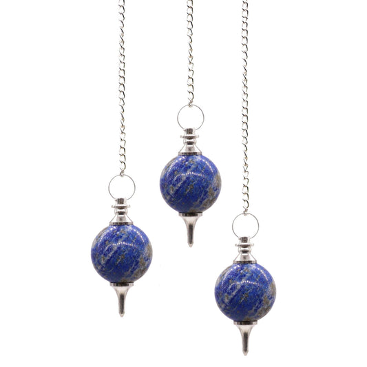 Polished Sphere Pendulums - Lapis featuring royal blue tone with gold flecks - Positive Faith Hope Love