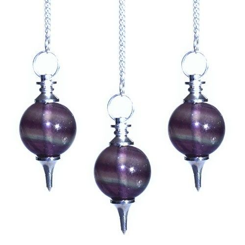 Polished Sphere Pendulums - Purple Fluorite featuring banded green‑purple hues and glassy clarity - Positive Faith Hope Love