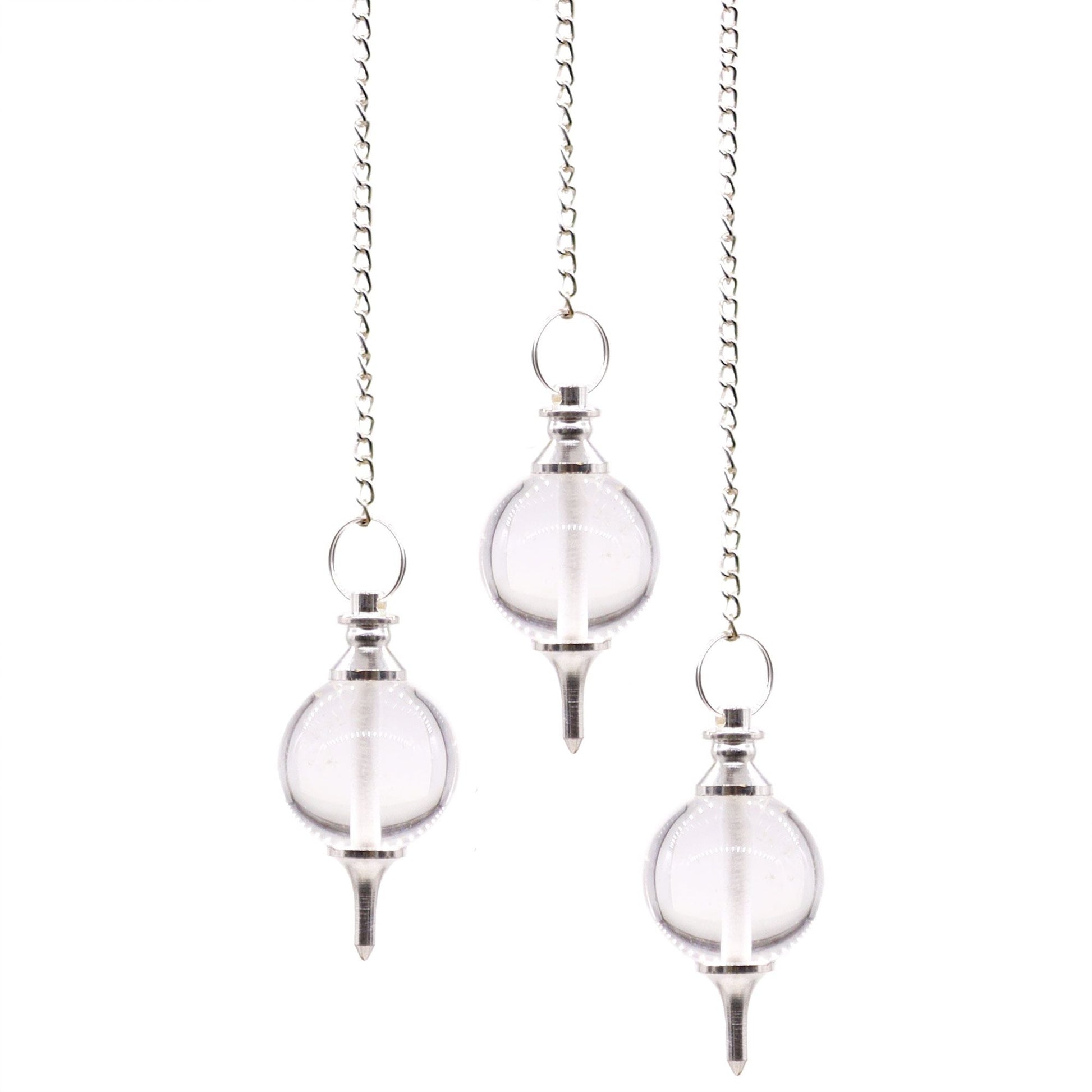 Polished Sphere Pendulums - Rock Quartz featuring natural patterning and unique variations - Positive Faith Hope Love