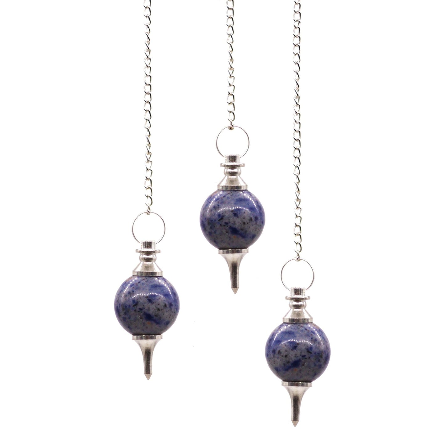 Polished Sphere Pendulums - Sodalite featuring navy-blue tone with white veining - Positive Faith Hope Love