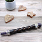 Polished Spiral Carving Healing Wand Copper Pipe Amethyst featuring rich purple colour and natural clarity - Positive Faith Hope Love