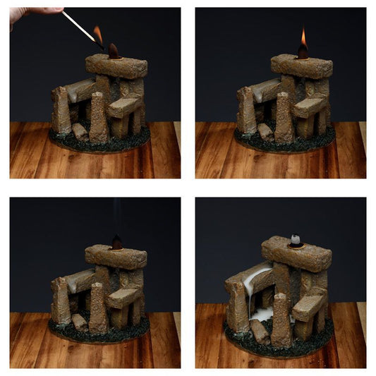 Polished Stone Circle Backflow Incense Burner 2 featuring natural patterning and unique variations - Positive Faith Hope Love
