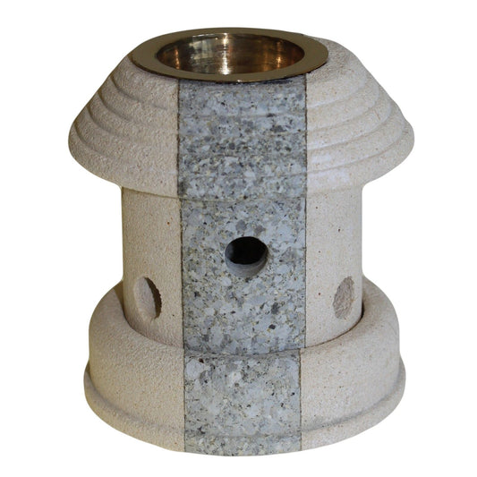 Polished Stone Oil Burner - Combo Lantern featuring natural patterning and unique variations - Positive Faith Hope Love