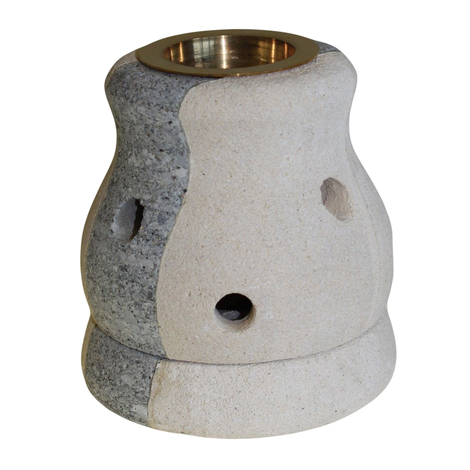 Polished Stone Oil Burner - Combo Shaped featuring natural patterning and unique variations - Positive Faith Hope Love