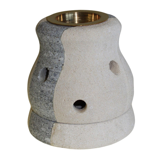Polished Stone Oil Burner - Combo Shaped featuring natural patterning and unique variations - Positive Faith Hope Love
