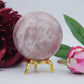 Natural Strawberry Calcite Sphere 526 Grams featuring soft translucent tone and gentle sheen - Positive Faith Hope Love