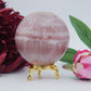 Natural Strawberry Calcite Sphere 526 Grams featuring soft translucent tone and gentle sheen - Positive Faith Hope Love