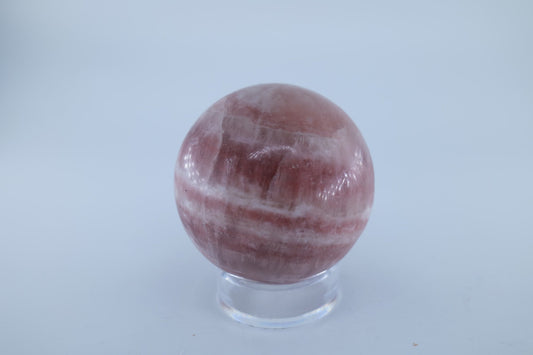 Strawberry Calcite Sphere 526 grams - Positive Faith Hope Love