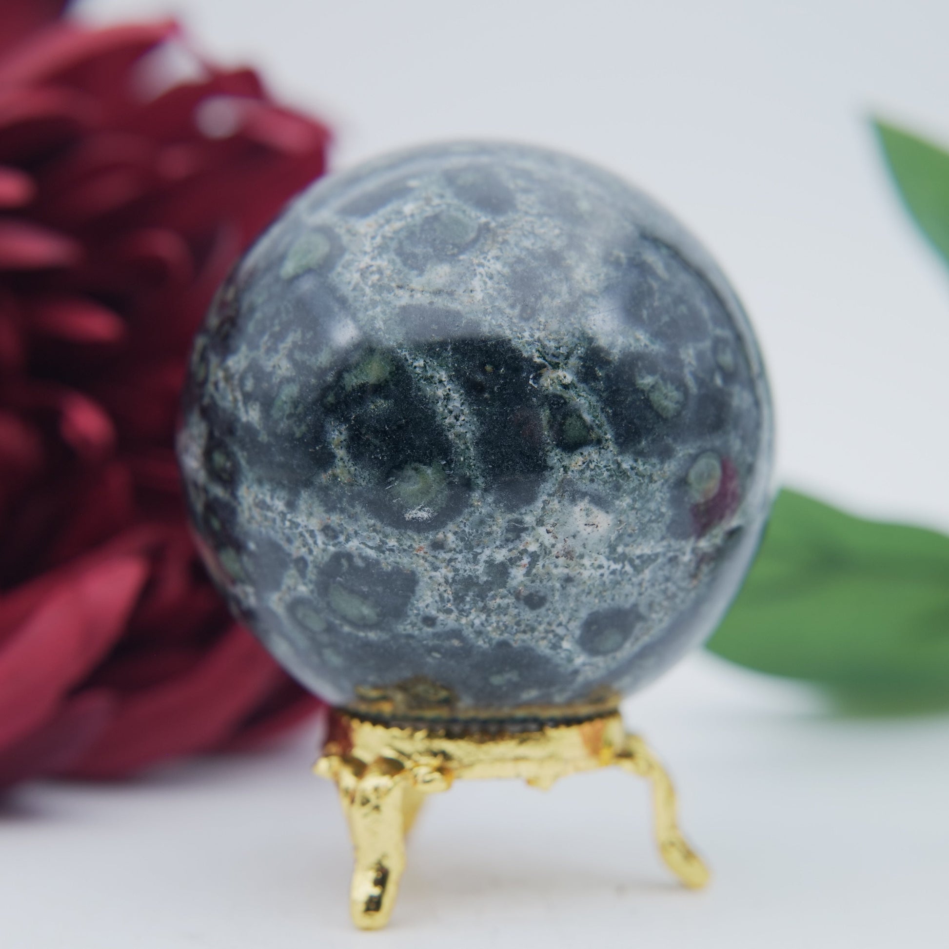 Stromatolite / Kambaba Jasper Sphere — 346g - Positive Faith Hope Love