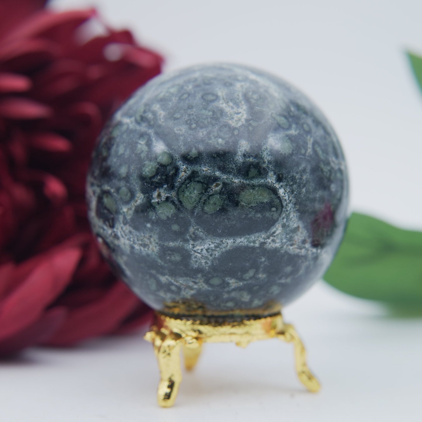 Stromatolite / Kambaba Jasper Sphere — 346g - Positive Faith Hope Love