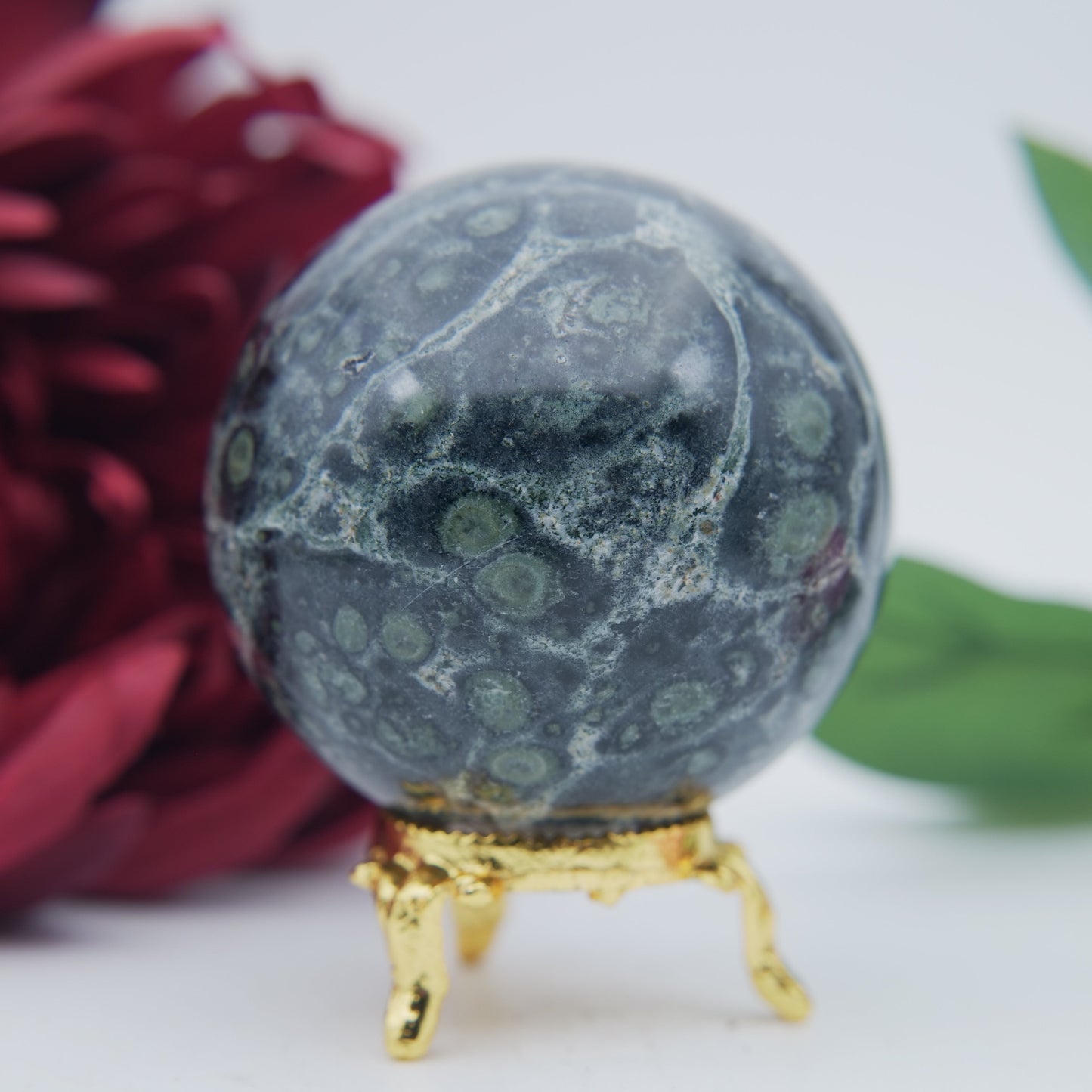 Stromatolite / Kambaba Jasper Sphere — 346g - Positive Faith Hope Love