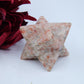 Polished Sunstone Merkaba Star 250G featuring sparkling aventurescence and warm orange tone - Positive Faith Hope Love
