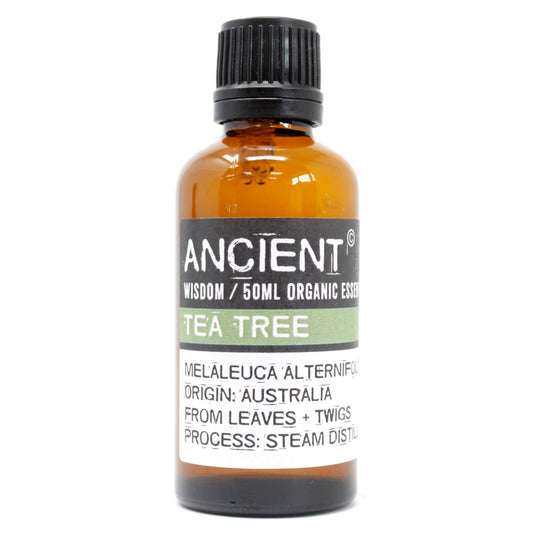 Polished Tea Tree Organic Essential Oil 50ml featuring natural patterning and unique variations - Positive Faith Hope Love