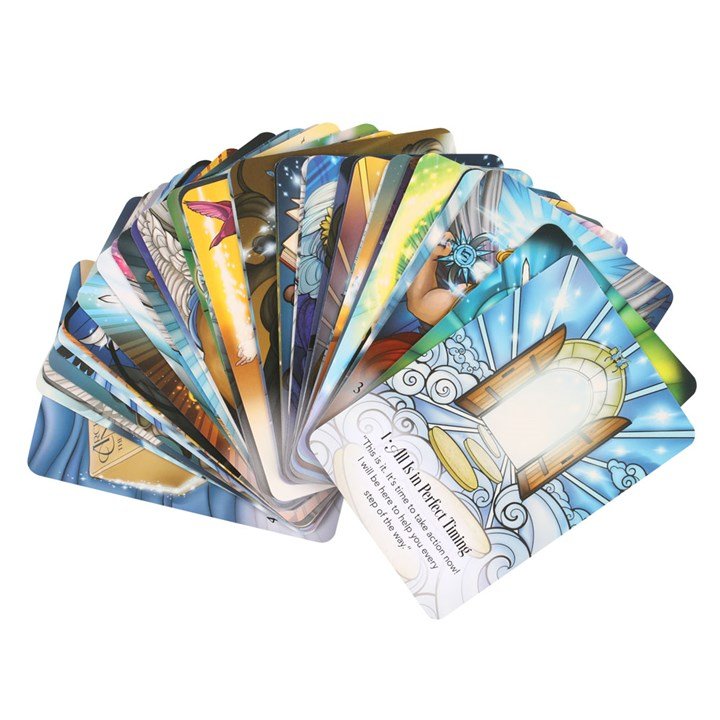 Polished The Archangel Michael Sword Of Light Oracle Cards featuring natural patterning and unique variations - Positive Faith Hope Love